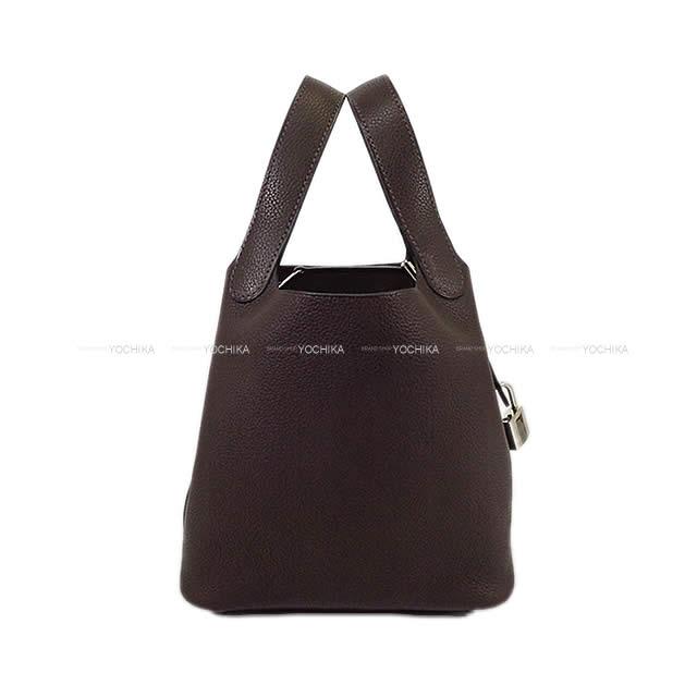 HERMES エルメス ハンドバッグ ピコタンロック 18 PM エベンヌ バレニアフォーブル シルバー金具 新品