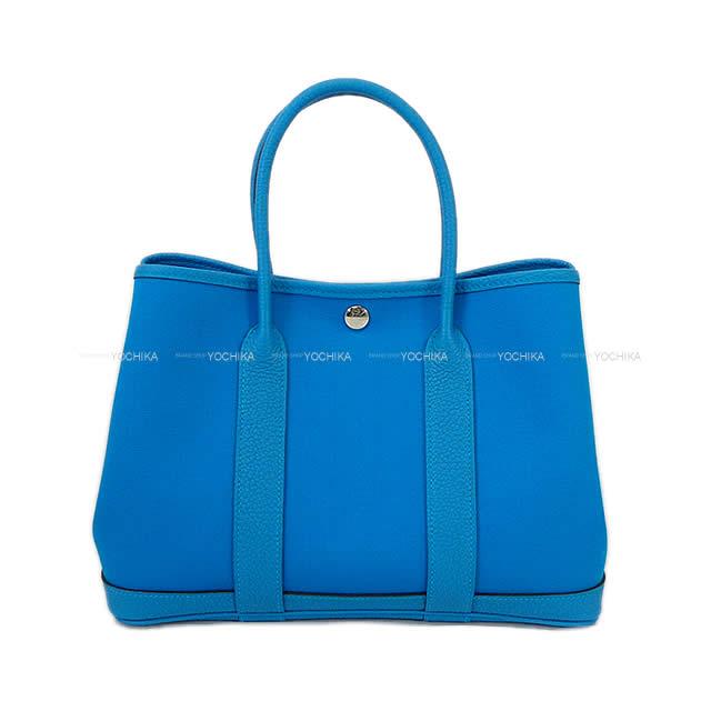 HERMES エルメス ハンドバッグ ガーデンパーティ 30 TPM ブルーザンジバル