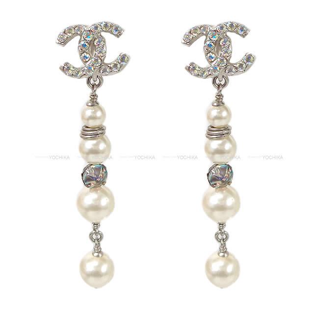 シャネル  ココマーク 4連パール イヤリング シルバー/オーロラ 17K 新品未使用
