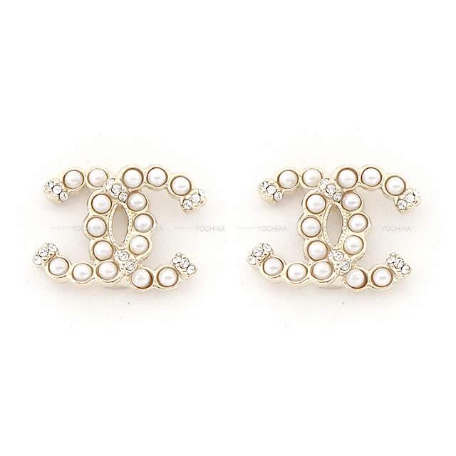 2019年 新作 CHANEL シャネル パール ラインストーン イン ココマーク ピアス ゴールド AB2434 新品