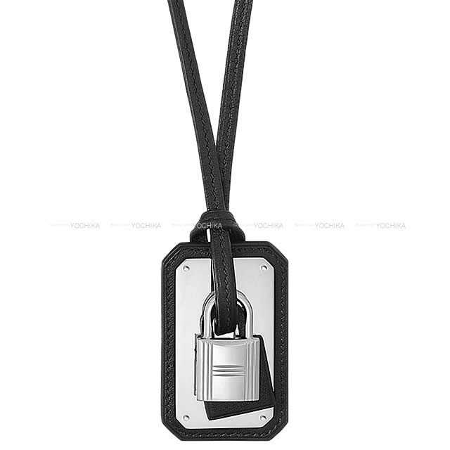 HERMES エルメス ペンダント ネックレス カデナ型 オーケリー GM 黒(ブラック) スイフト シルバー金具 新品
