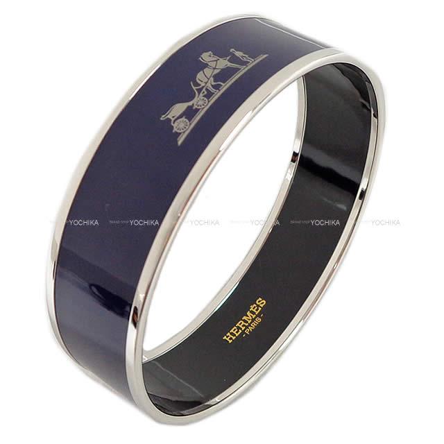 HERMES エルメス ブレスレット バングル  "カレーシュ ラージ" ブルーゲンチアナ シルバー金具 新品