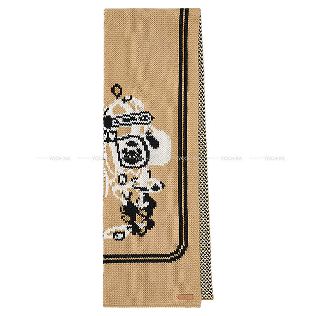 HERMES エルメス ニットマフラー "ブリッド・ドゥ・ガラ" キャメルXエクリュX黒(ブラック) カシミヤ100% 新品