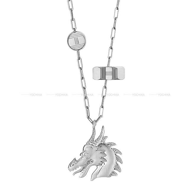 HERMES エルメス ペンダント ネックレス "タリスマン ドラゴンH" 羽 パ