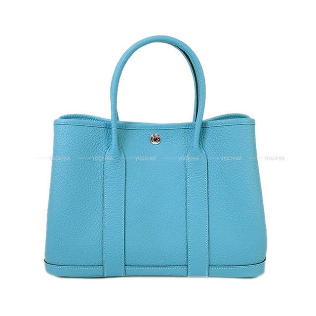 エルメス トートバッグ ガーデンパーティ 30 TPM ブルーデュノール ヴァッシュカントリー シルバー金具 展示新品