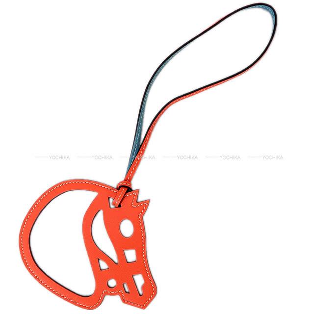 HERMES エルメス バッグチャーム 馬型 "パドック シュヴァル" オレンジポピー/ブルーサンシール スイフト 新品