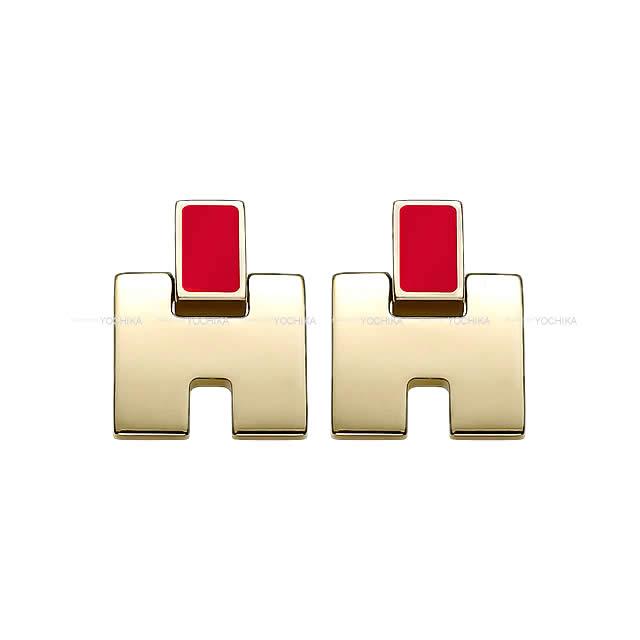 エルメス ピアス "アイリーン" ルージュヴィフ メタルXラッカーXパラディウムプレーテッド ゴールド金具 新品
