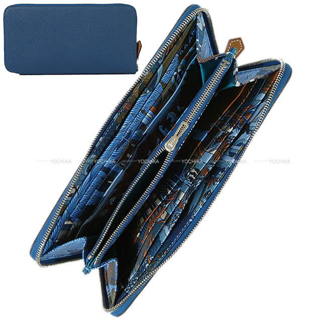 HERMES エルメス アザップ シルクイン 財布 "アニマポリス" ディープブルー/ブルーパラダイス エプソン 新品