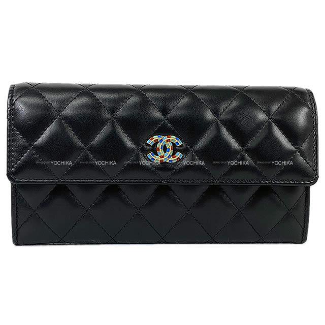 CHANEL シャネル ココマーク マトラッセ フラップ 長財布 黒(ブラック) ラム