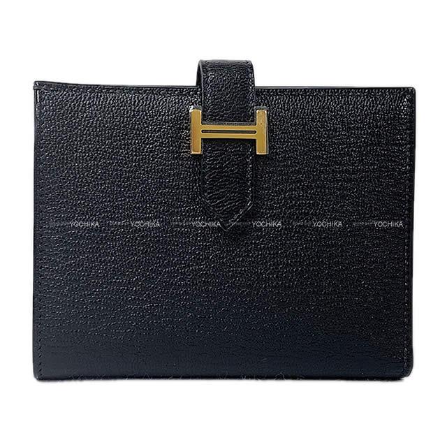 HERMES エルメス 財布 ベアンコンパクト 黒(ブラック) シェーブル ゴールド金具 新品