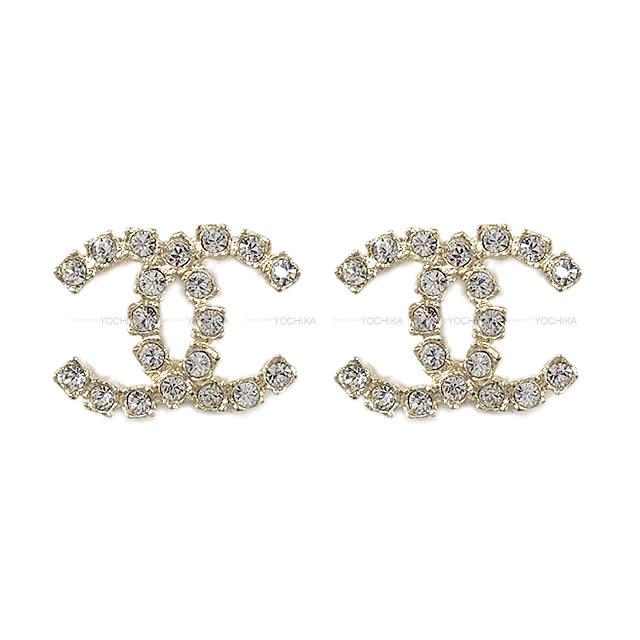 2020年 春夏 CHANEL シャネル ラインストーン ココマーク ピアス  ゴールド金具 AB3538 新品