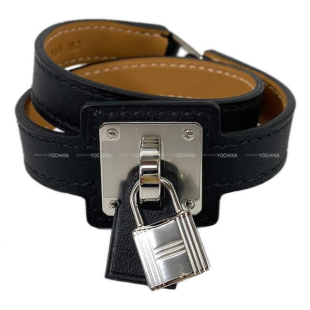 HERMES エルメス "O'Kelly オーケリー" ブレスレット ＃T2 黒(ブラック) スイフト シルバー金具 新品