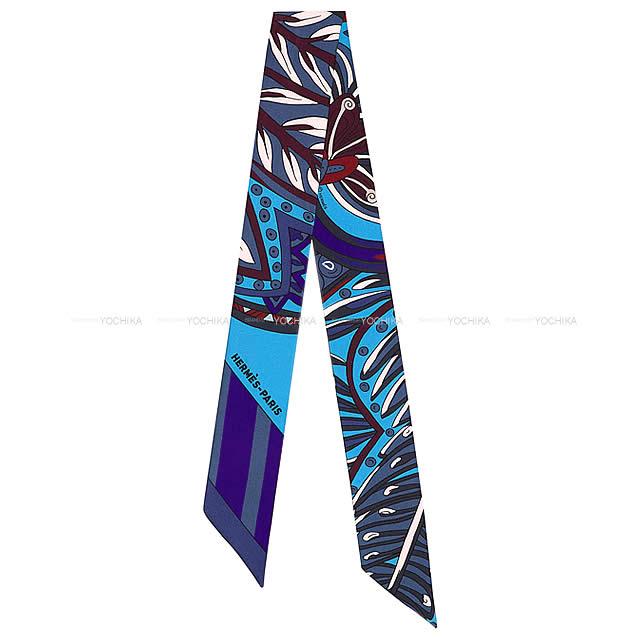 エルメス ツイリー スカーフ "マハラニの庭" ブルーコバルト/ボルドー シルク100% 新品
