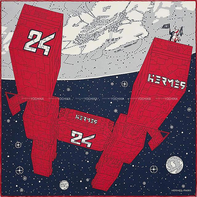 2020年春夏 新作 HERMES エルメス カレ45 ポケットチーフ "エルメス オデッセイ" シルク100％ 新品