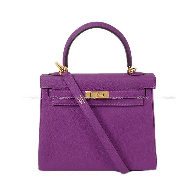 HERMES エルメス ハンドバッグ ケリー25 内縫い アネモネ トゴ ゴールド金具 新品