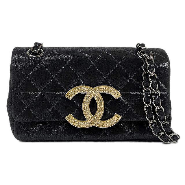 CHANEL シャネル ミニマトラッセ20 ラインストーン ココマーク チェーンバッグ 黒 ゴートスキン A65021 展示新品