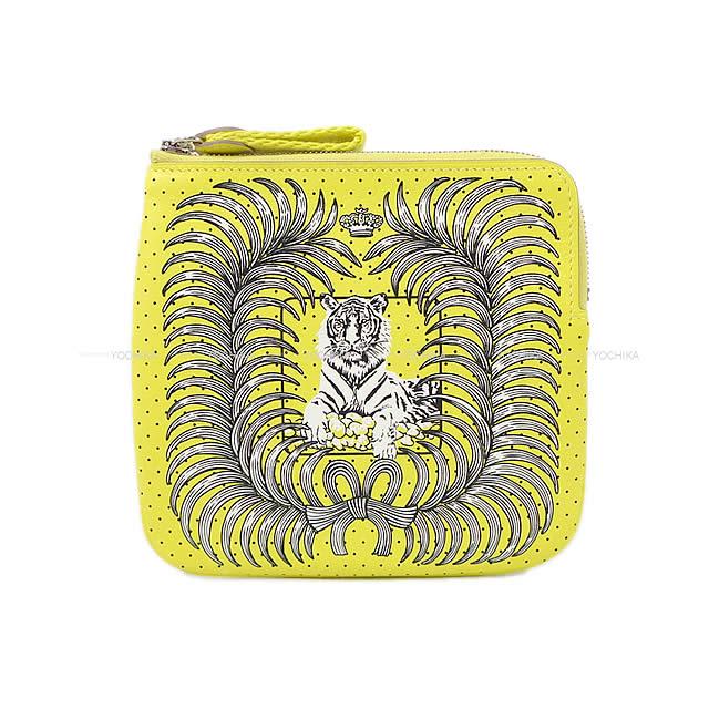 2020年 春夏 新作 HERMES エルメス ミニポーチ "カレポケット 王者の虎" ライム スイフト シルバー金具 新品