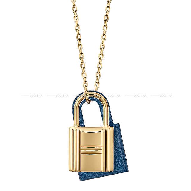 HERMES エルメス ペンダント ネックレス"O'Kelly オーケリー PM" ディープブルー スイフト ゴールド金具 新品