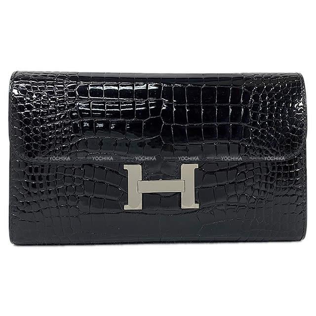 HERMES エルメス 長財布 コンスタンス ロング 黒(ブラック) クロコダイルアリゲーター シルバー金具 新品未使用