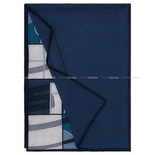 HERMES エルメス メンズ ストール マフラー "ドゥブルジュ エルメススポーツ" オーシャン/グリスクレール 新品