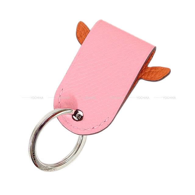 HERMES エルメス キーホルダー プティアッシュ "牛 カウ COW" ローズコンフェッティ/オレンジ エプソン/トゴ 新品