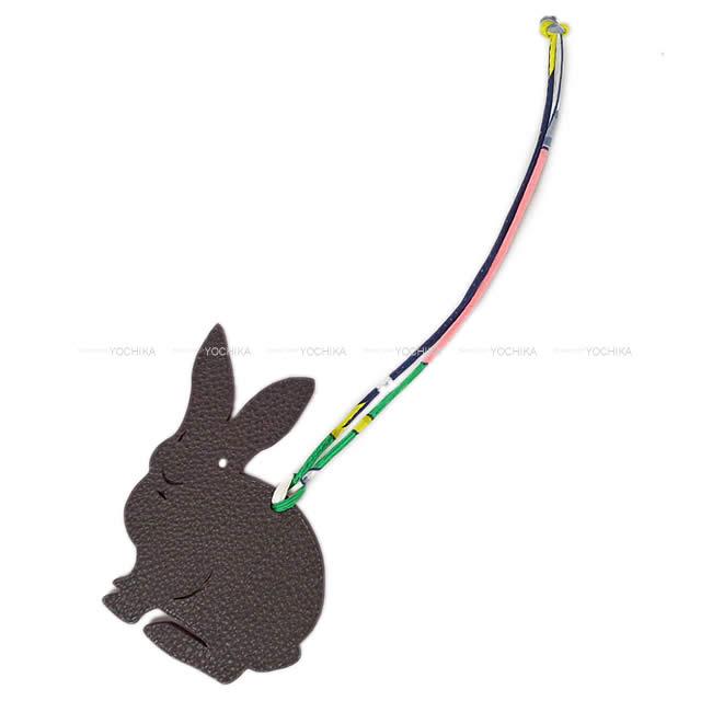HERMES エルメス バッグチャーム プティアッシュ チャーム "うさぎ ラビット" フーオレンジ/エベンヌ エプソン 新品