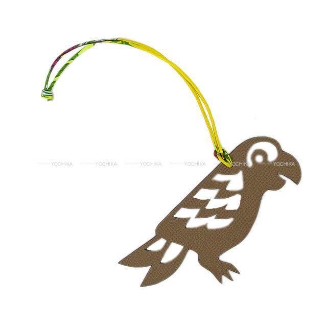 HERMES エルメス プティアッシュ バッグチャーム "パオン オウム" ヴェールオリーブ/ブルーサンシール 新品