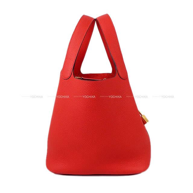 HERMES エルメス ハンドバッグ ピコタンロック 22 MM ルージュドクー トリヨン シルバー金具 新品