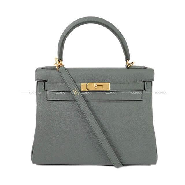 HERMES エルメス ハンドバッグ ケリー28 内縫い ヴェールアマンド トゴ ゴールド金具 新品