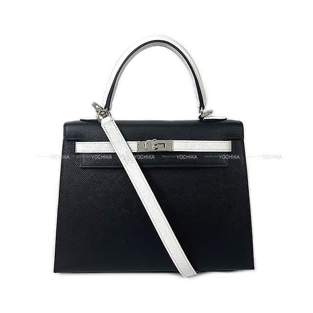 HERMES エルメス ハンドバッグ ケリー25 外縫い スペシャルオーダー 黒(ブラック)/白(ホワイト) 新品