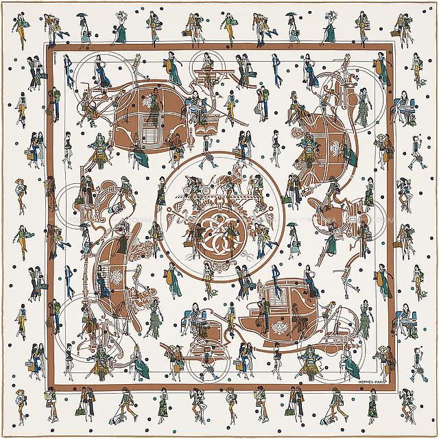 HERMES エルメス スカーフ カレ 70 "エクスリブリス パリジェンヌ" 白(ホワイト) 新品未使用