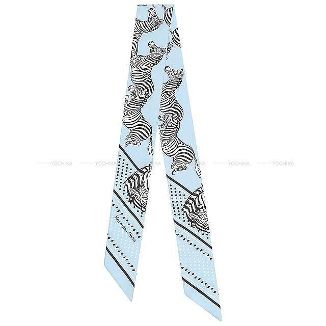 エルメス ツイリー スカーフ "ゼブラ バンダナ " シエル/黒(ブラック)/白(ホワイト)  新品