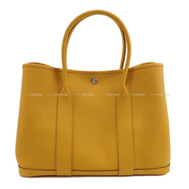 HERMES エルメス ハンドバッグ ガーデンパーティ 36 PM ジョーヌアンブル ヴァッシュカントリー シルバー金具 新品