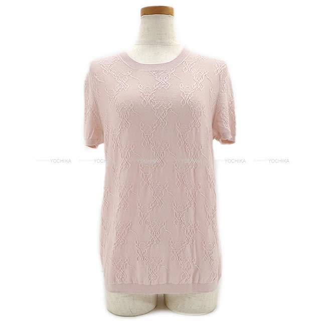 HERMES エルメス レディース 半袖 サマーニット #42 ピンクベージュ カシミヤ50％/シルク50％ 新品同様