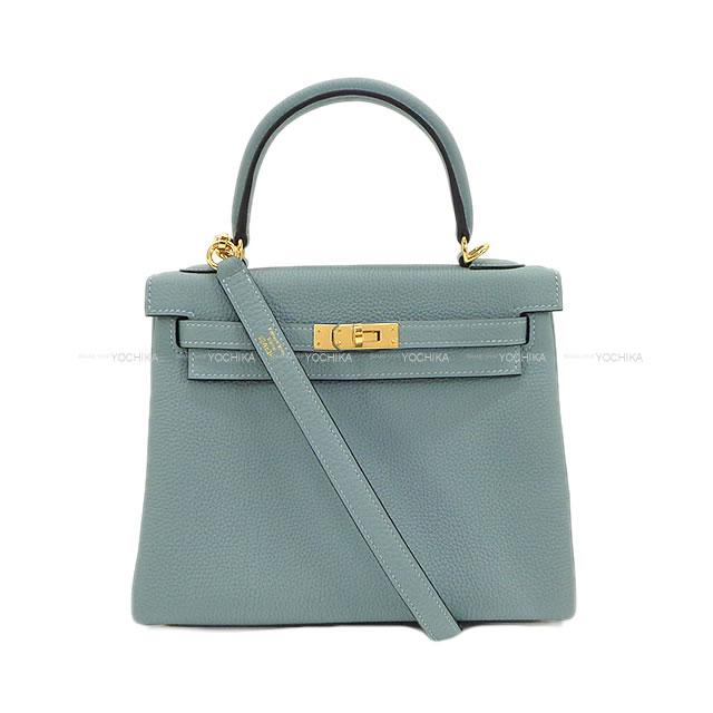 HERMES エルメス ハンドバッグ ケリー25 内縫い シエル トゴ ゴールド金具 新品