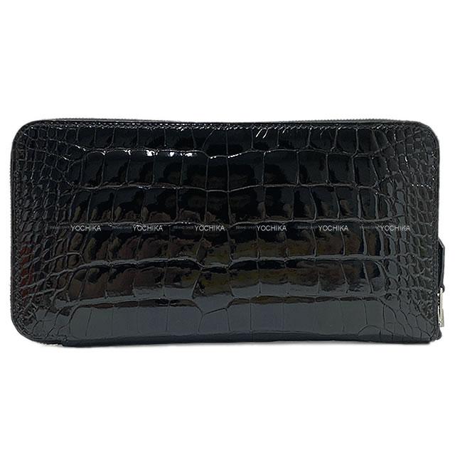 HERMES エルメス 長財布 アザップロング 黒(ブラック) クロコダイル アリゲーター シルバー金具 展示新品