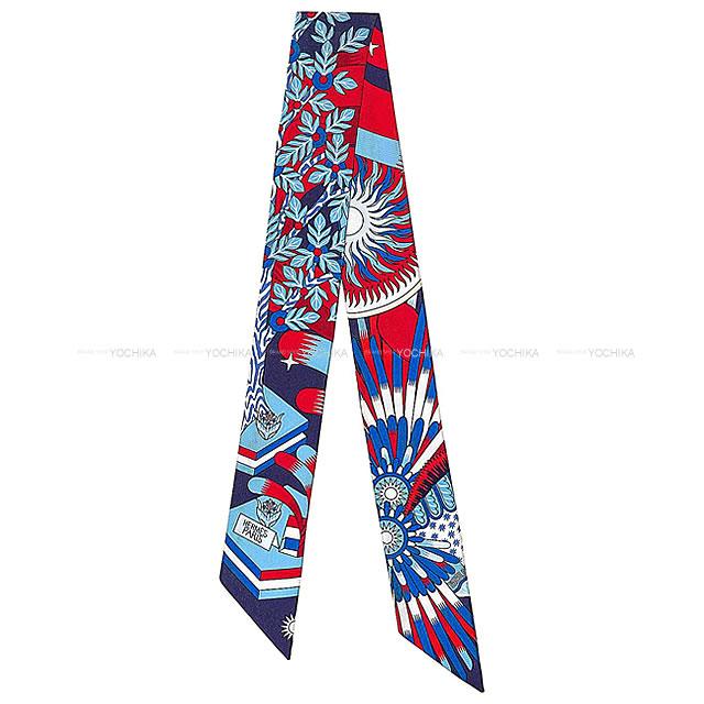 エルメス ツイリー スカーフ "ペガサスの源泉" マリン/ルージュ/白(ホワイト) シルク100% 新品