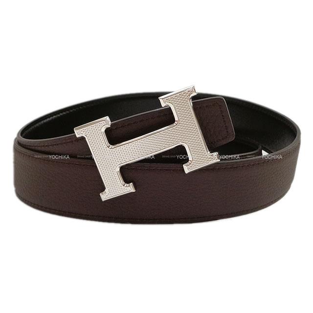 HERMES エルメス "コンスタンス 32" リバーシブル Hベルト #85 ショコラX黒 トゴXボックスカーフ 新品未使用