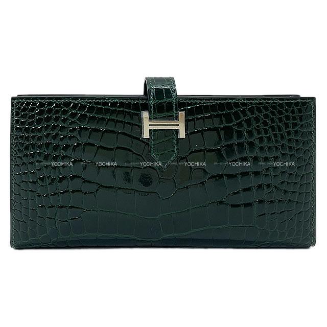 エルメス 長財布 ベアンスフレ ヴェールシプレ(サイプレス) クロコダイル アリゲーター シルバー金具 新品未使用