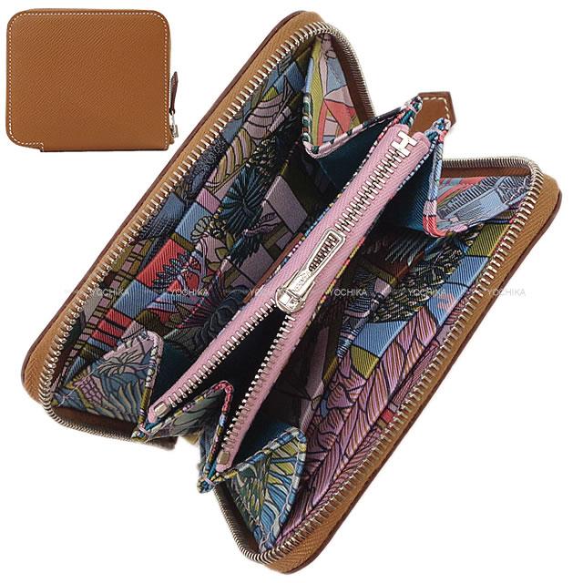 HERMES エルメス アザップ シルクイン コンパクト 財布 "アニマポリス" ゴールド/ブルーデュノール エプソン