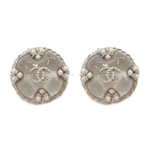CHANEL シャネル ココマーク クリアドーム ミニパール付 イヤリング シルバー/クリア A63469 新品未使用