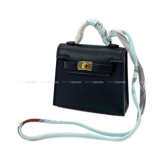 HERMES エルメス ミニミニ バッグチャーム ケリー トゥイリー(ツイリー) 黒(ブラック) タデラクト ゴールド金具 新品