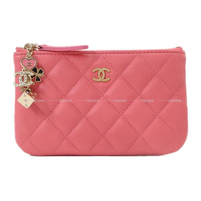 CHANEL シャネル カジノ ラッキーチャーム クローバー マトラッセ ポーチ A82417 ピンク 新品未使用
