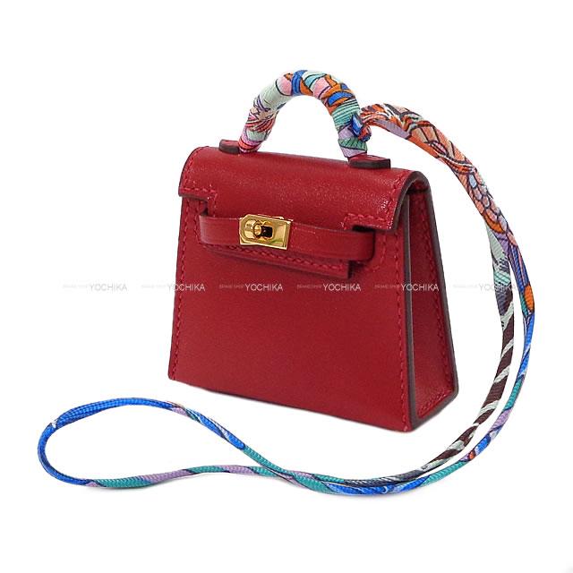 HERMES エルメス ミニミニ バッグチャーム ケリートゥイリー(ツイリー) ルージュヴィフ タデラクト ゴールド金具 新品