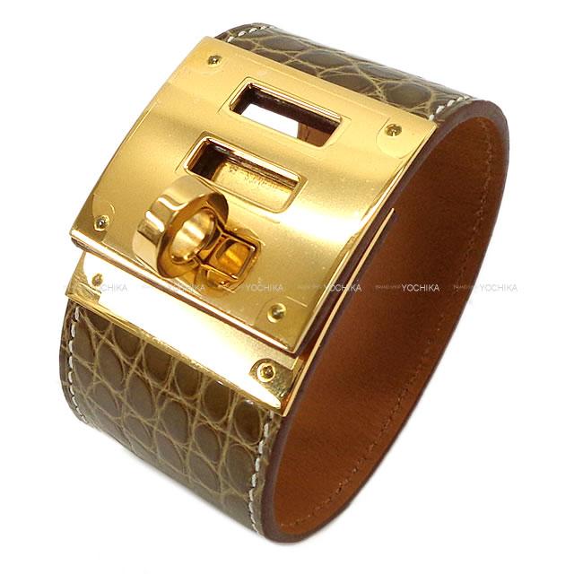 HERMES エルメス バングル ブレスレット "ケリードッグ" フィセル クロコダイルアリゲーター ゴールド金具 新品未使用