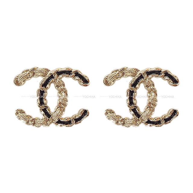 2020年 新作 CHANEL シャネル チェーン＆ロープ ココマーク ピアス ゴールドX黒 ゴールド金具 AB3920 新品