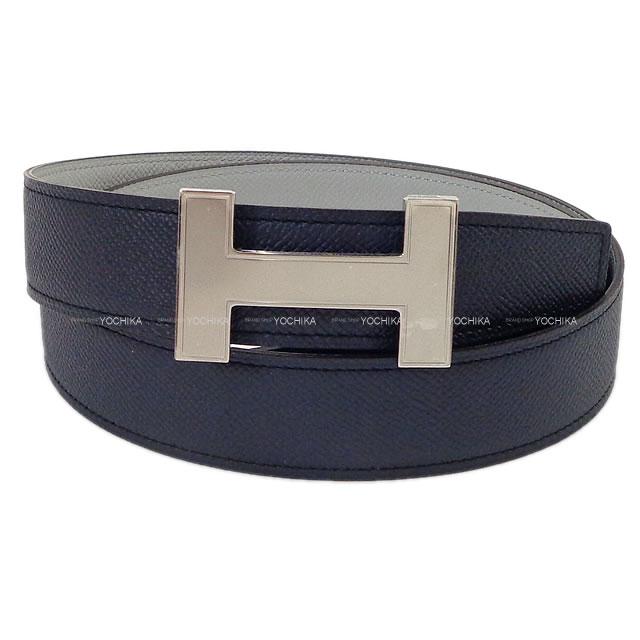 HERMES エルメス メンズ リバーシブル Hベルト "クイズ" #90 ブルーインディゴ/ブルーグラシエ 新品未使用