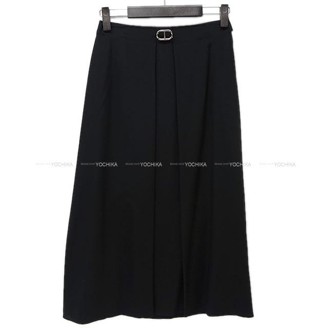 HERMES エルメス レディース シェーヌダンクル スリット ロングスカート #34 黒 シルク100% 新品未使用