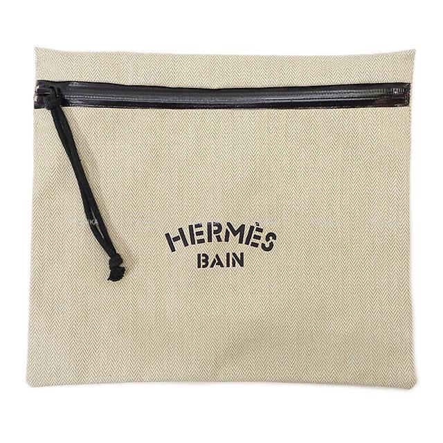 エルメス ポーチ "HERMES BAIN" 黒(ブラック) トワルシェヴロン ブラック金具 新品未使用