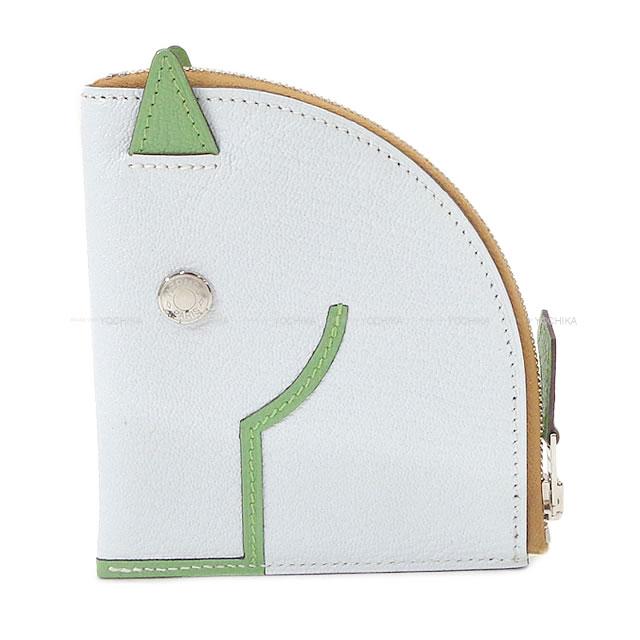 エルメス バスティア ヴェルソ コインケース ブルーブリュムXブリック シェーブル シルバー金具 新品